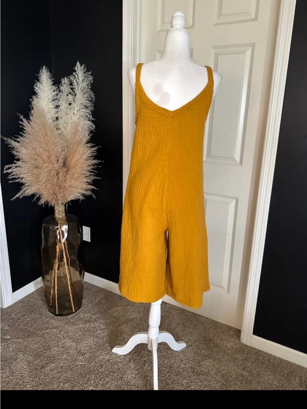 Myrah Penaloza Golden Chain Romper/Jumpsuit 100% Linen One Size - Picture 9 of 12